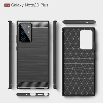 Carbon Fiber Silicon Gel Cellphone Case For Samsung NOTE 20 Plus, Note 20 Plus Shockproof Flexible TPU Phone Cover