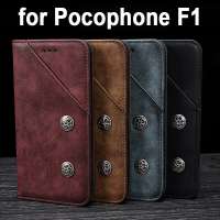 Luxury Retro Leather Case For Xiaomi Pocophone F1 Wallet flip cover For Xiaomi Pocophone F1 Case