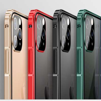 2020 New Design Lightweight Metal Straight Frame Glass Mobile Phone Case for IPhone 11 5.8 6.1 6.5